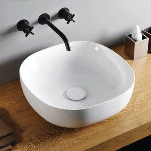 LAVABO DA APPOGGIO IN CERAMICA BIANCA MODELLO ZIP - 45X45 CM  - AZZ