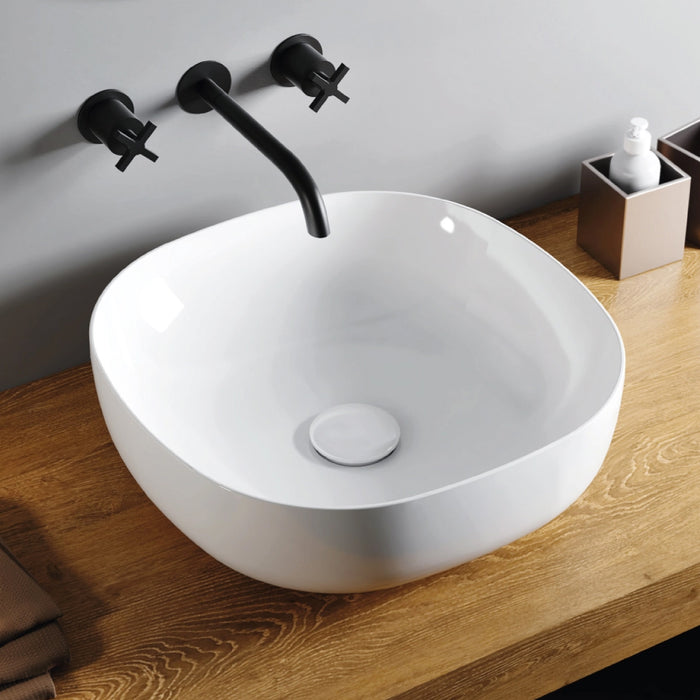 LAVABO DA APPOGGIO IN CERAMICA BIANCA MODELLO ZIP - 45X45 CM  - AZZ
