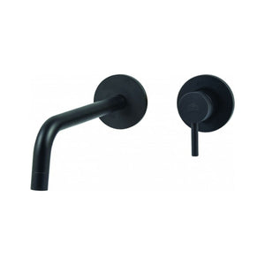 RUBINETTO MISCELATORE MONOCOMANDO LAVABO INCASSO 2 FORI NERO OPACO CON BOCCA A MURO SERIE LIGHT - 1/2- NERO OPACO - SENZA PILETTA  - PAF
