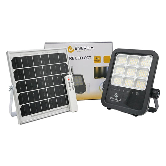 PROIETTORE A LED 'CCT' CON PANNELLO SOLARE 100W (pannello 10W) - cm 19,8 x 19,3 x 4,8 / 1100 lumen  - Senza Marca