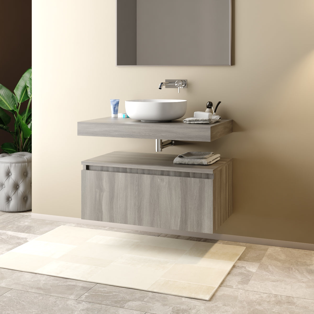 CASSETTONE BAGNO SOSPESO DA BAGNO 80CM - DIM. CM(LXPXH): 80X46X30 OLMO  - MOB