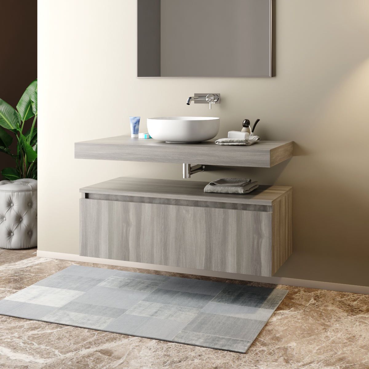 CASSETTONE BAGNO SOSPESO 100CM - DIM. CM(LXPXH): 100X46X30  OLMO  - MOB