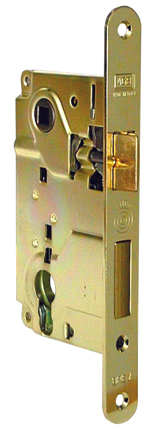 AGB  SERRATURA LEGNO CENTRO INF. 2M+S Art. B01024 E. mm. 50 - F. mm. 22 f/ottonato