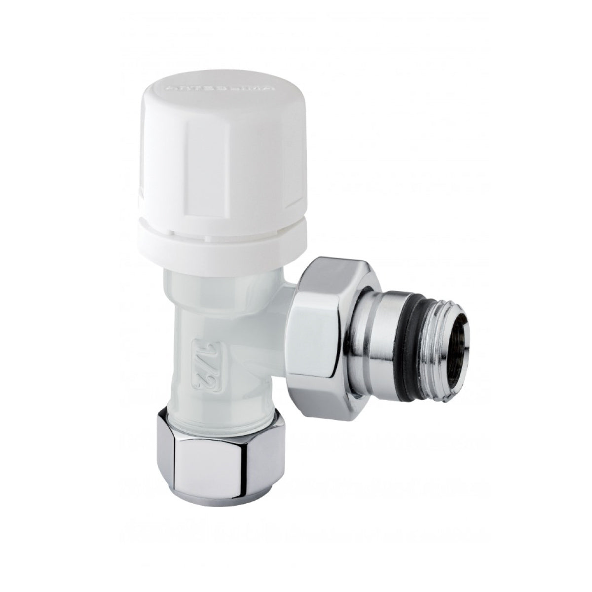 VALVOLA PER RADIATORI BIANCA/CROMO ATTACCO SQUADRO TERMOSTATIZZABILE - 1/2 - BIANCA/CROMO  - ART