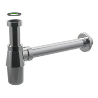 SIFONE SCARICO A BOTTIGLIA IN OTTONE CROMATO SENZA PILETTA PER LAVABO - ATTACCO PILETTA 11/4, SCARICO ø32X250 MM  - BON