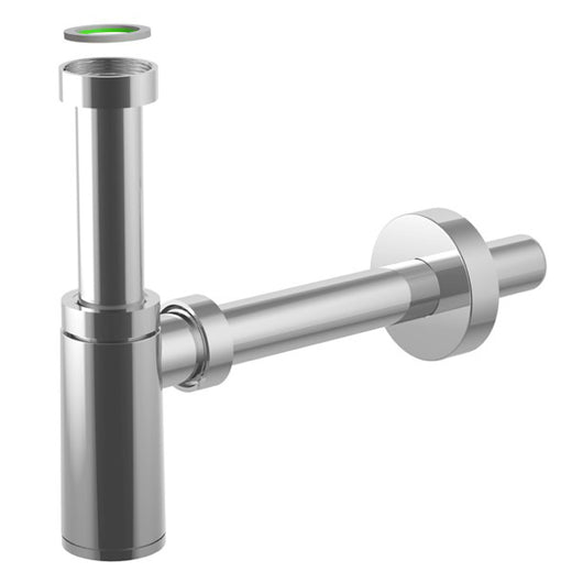 SIFONE SCARICO TONDO D'ARREDO IN ABS CROMATO SENZA PILETTA PER LAVABO MODELLO KING - ATTACCO PILETTA 11/4 - SCARICO ø32X250 MM  - BON