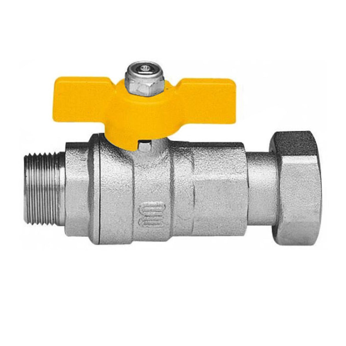 VALVOLA ARRESTO A SFERA IN OTTONE CON FARFALLA PER GAS MASCHIO DADO GIREVOLE - 3/4 X 3/4  - ENO