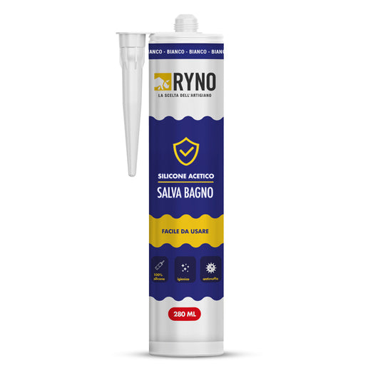 SILICONE SALVA BAGNO STOP MUFFA  BIANCO A BASE ACETICA RYNO - 310 ML - BIANCO  - RYN