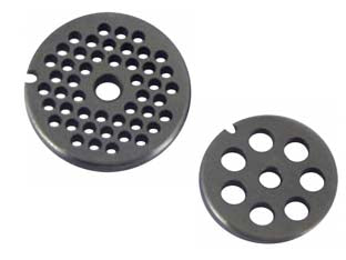 PIASTRE IN ACCIAIO TEMPRATO PER TRITACARNE MANUALI- - n°10/12 foro mm.18 - 1 blister REBER