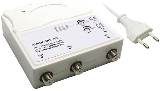 AMPLIFICATORE PER ANTENNE TV DA INTERNO - 1 IN/ 2 OUT