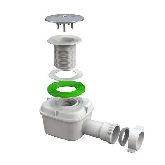 PILETTA SCARICO SIFONATA IN ABS CON TAPPO CROMATO E SCARICO FILETTATO PER PIATTO DOCCIA - ø80 MM - SCARICO FILETTATO 11/2  - BON