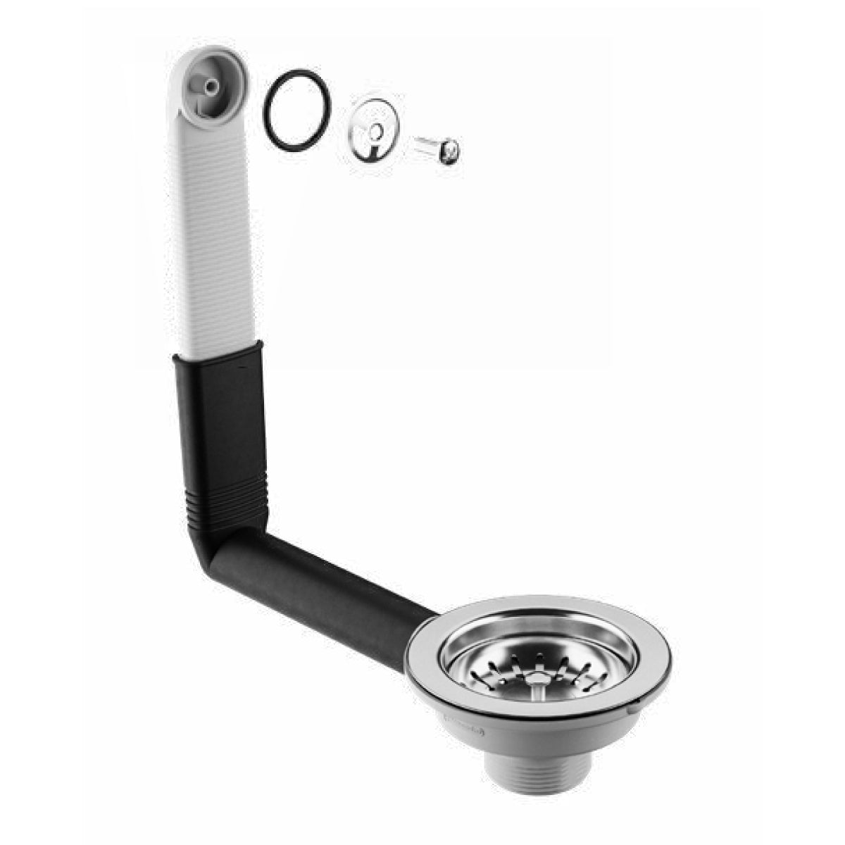 PILETTA DI SCARICO CON TROPPO PIENO TONDO,CON STELO MANIGLIA E VITE IN PLASTICA PER LAVELLO IN ACCIA - ø11/2  - BON