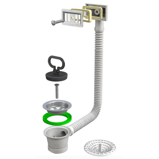 PILETTA DI SCARICO CON TROPPO PIENO PER LAVELLO IN ACCIAIO INOX MODELLO SIMPLEX - TAPPO ø52 MM - PER FORO ø70MM  - BON