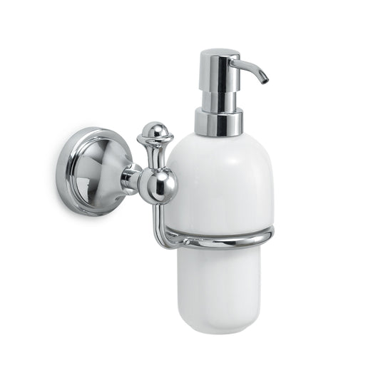 DOSA SAPONE DA PARETE IN ACCIAIO INOX E CERAMICA MODELLO NEVIS - DIM. CM (LXPXH): 13X11,8X18,9 - CROMATO  - GDY