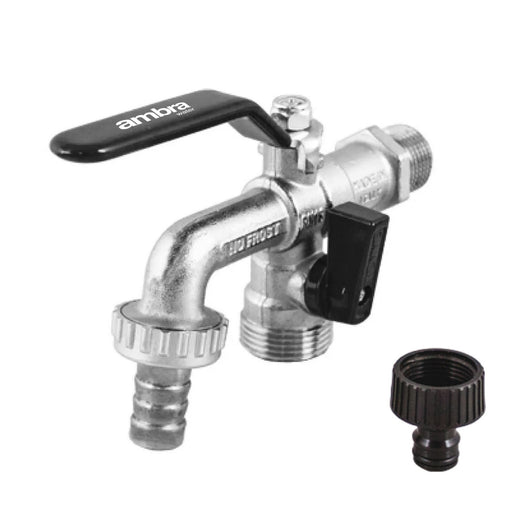 RUBINETTO A SFERA PORTAGOMMA IN OTTONE CON LEVA E PORTAGOMMA ORIENTABILE - 1/2  - AER
