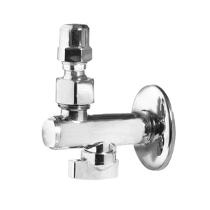 RUBINETTO SOTTOLAVABO A SFERA IN OTTONE CROMATO CON FILTRO E SNODO - 1/2  - HID