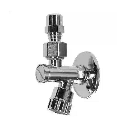 RUBINETTO SOTTOLAVABO A VITONE IN OTTONE CROMATO CON FILTRO E SNODO - 1/2  - AER