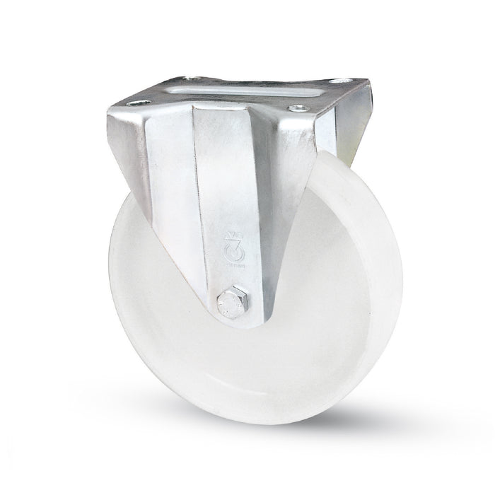 Avo RUOTA FISSA PER CARRELLI NYLON art.118BIS/A mm.125-piastra mm.115x85