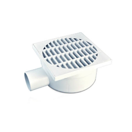 POZZETTO SIFONATO ATTACCO ORIZZONTALE IN PP CON GRIGLIA - MM 115X115 - ø40 MM