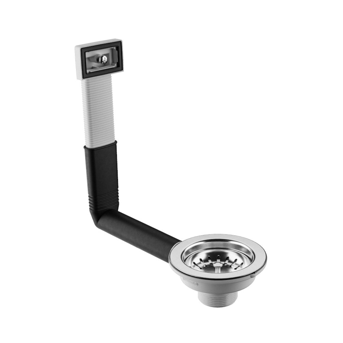 PILETTA DI SCARICO CON TROPPO PIENO RETTANGOLARE PER LAVELLO IN ACCIAIO INOX MODELLO HOOK LUX - ø11/2  - BON