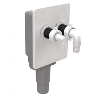 SIFONE AD INCASSO DOPPIO PER LAVATRICE E ASCIUGATRICE CON PLACCA IN ABS BIANCA MODELLO BIBOX - USCITA ø 40/50 MM  - BON