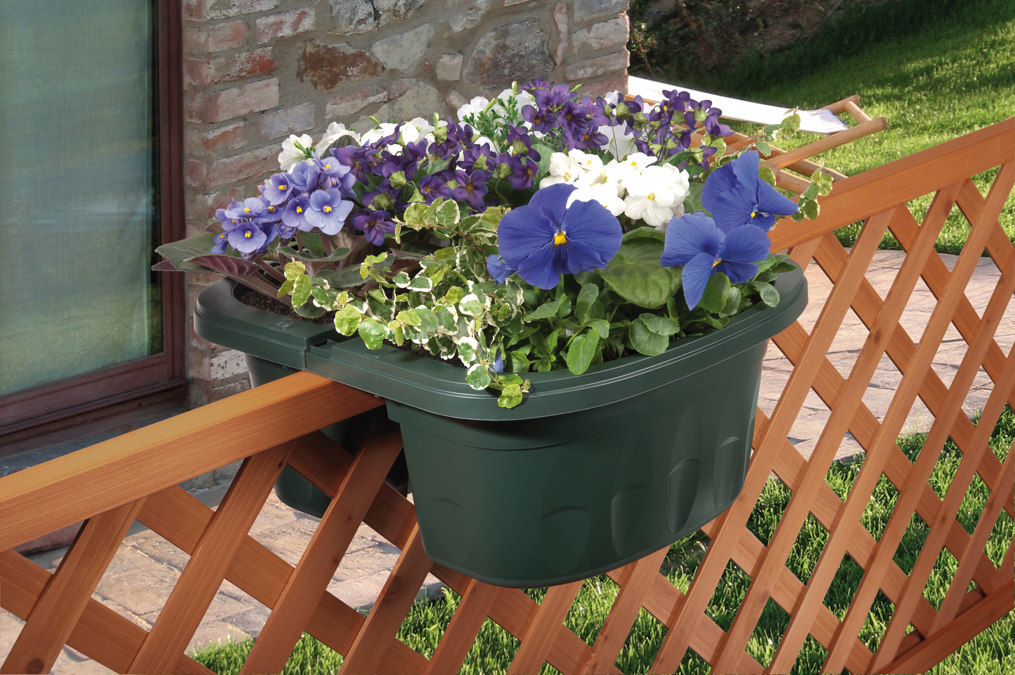 Bama FIORIERA RETTANGOLARE DOPPIA KLUNIA Col. Verde cm. 40x19,8x18,5 h