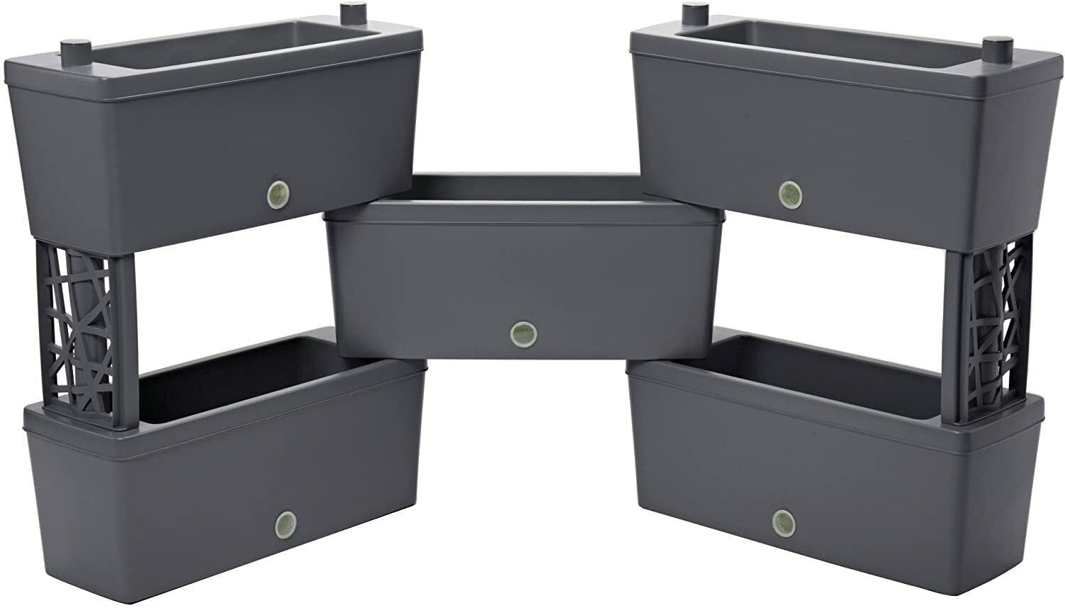 Bama KIT FIORIERA RETTANGOLARE BRICK 5 PZ. Col. Grigio cm. 60x23x27 h