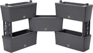 Bama KIT FIORIERA RETTANGOLARE BRICK 5 PZ. Col. Grigio cm. 60x23x27 h