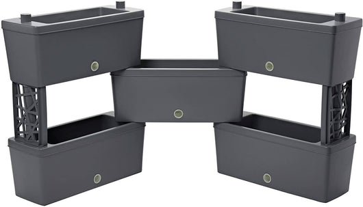 Bama KIT FIORIERA RETTANGOLARE BRICK 5 PZ. Col. Grigio cm. 60x23x27 h