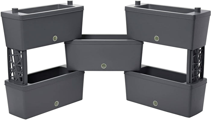 Bama KIT FIORIERA RETTANGOLARE BRICK 5 PZ. Col. Grigio cm. 60x23x27 h