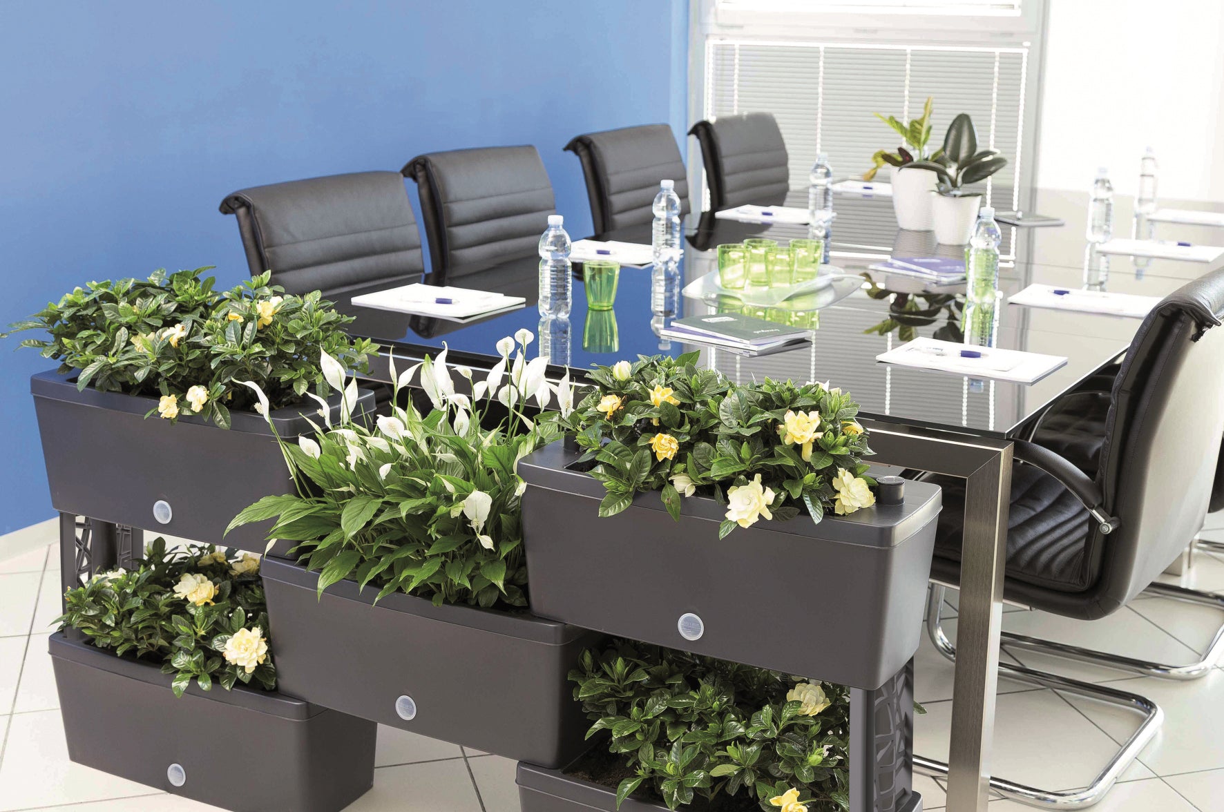 Bama KIT FIORIERA RETTANGOLARE BRICK 5 PZ. Col. Grigio cm. 60x23x27 h