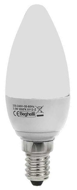 Beghelli LAMPADA A LED OLIVA E14  luce calda 3,5 W 10.00 pz