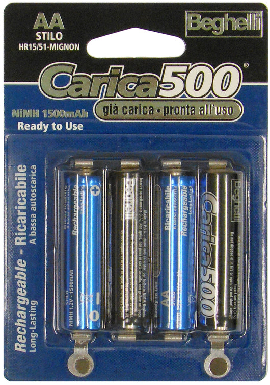 Beghelli PILA RICARICABILE CARICA 500 4 PZ. STILO 1,2V-1400 mAh 10.00 confezioni