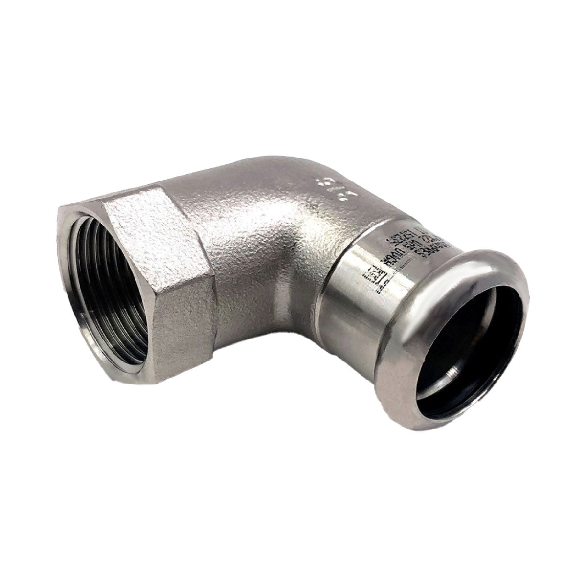 RACCORDO CURVO 90  ° A PRESSARE IN ACCIAIO INOX FEMMINA FEMMINA SERIE INOXPRES UNIKO - 3/4X  EE ¸22  - RMR