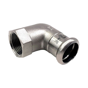 RACCORDO CURVO 90  ° A PRESSARE IN ACCIAIO INOX FEMMINA FEMMINA SERIE INOXPRES UNIKO - 3/4X  EE ¸22  - RMR