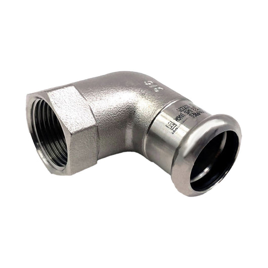 RACCORDO CURVO 90  ° A PRESSARE IN ACCIAIO INOX FEMMINA FEMMINA SERIE INOXPRES UNIKO - 1X  EE ¸28  - RMR