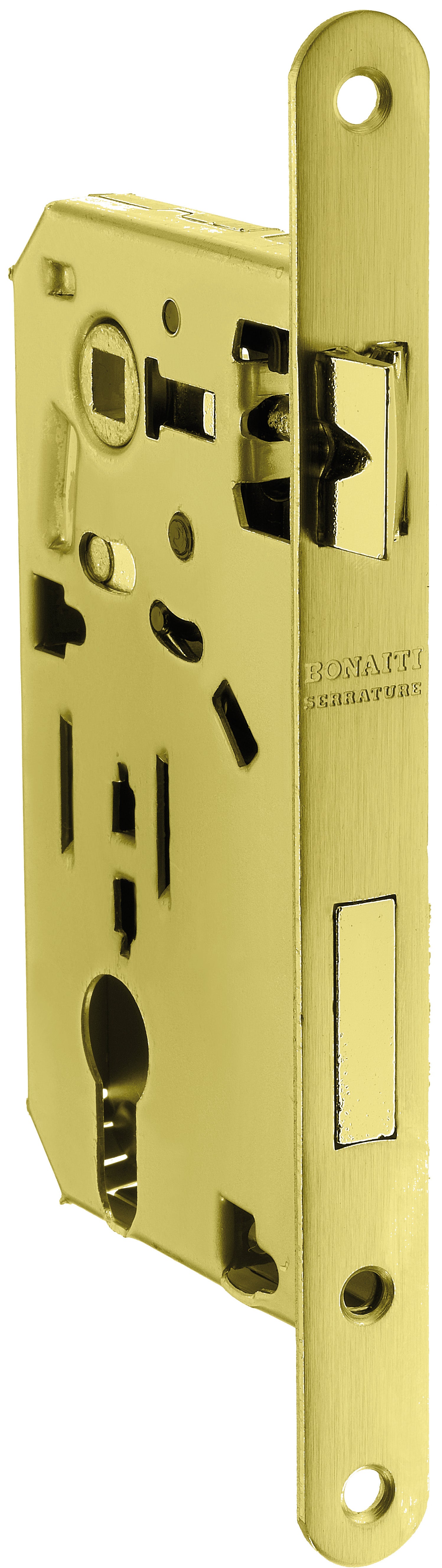 Bonaiti SERRATURA LEGNO PATENT INF. B/TONDO Art. 290 - ottonato lucido E.50