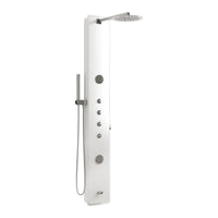 COLONNA PANNELLO DOCCIA IN ACCIAIO BIANCO E VETRO TRASPARENTE CON DOCCETTA,FLESSIBILE E GETTI ORIZZO - BIANCO LUCIDO  - AER