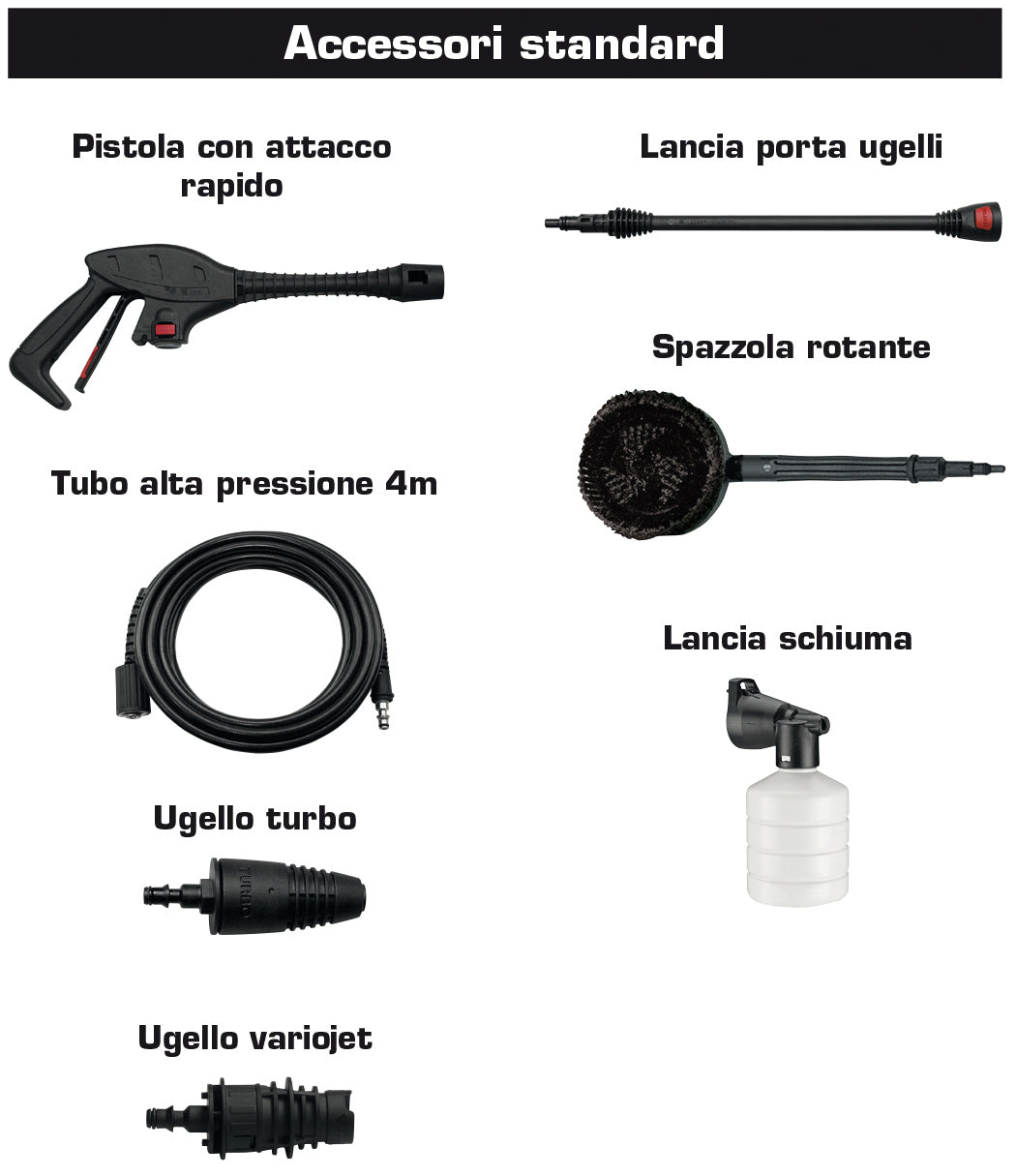 Lavorwash IDROPULITRICE AD ACQUA FREDDA FURY PLUS 120 1.700 W con avvolgicavo e spazzola rotante