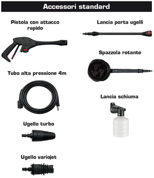 Lavorwash IDROPULITRICE AD ACQUA FREDDA FURY PLUS 120 1.700 W con avvolgicavo e spazzola rotante