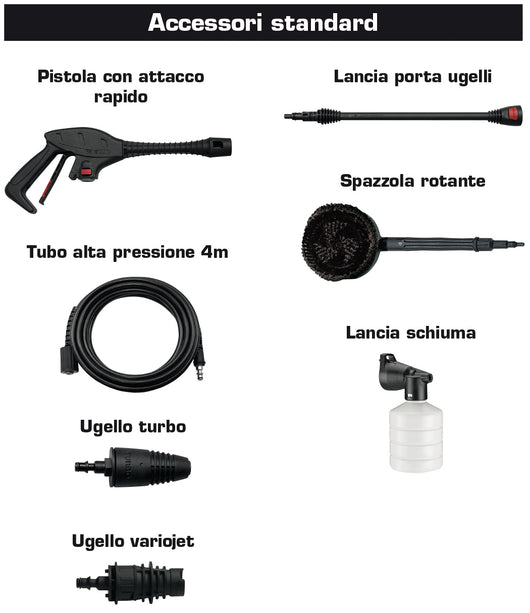 Lavorwash IDROPULITRICE AD ACQUA FREDDA FURY PLUS 120 1.700 W con avvolgicavo e spazzola rotante