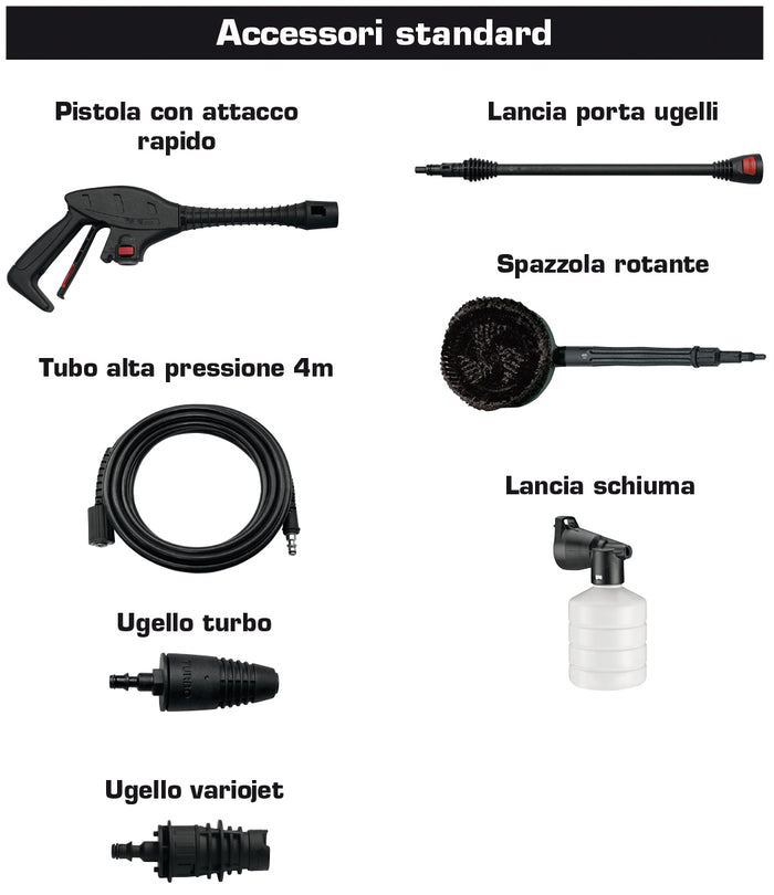 Lavorwash IDROPULITRICE AD ACQUA FREDDA FURY PLUS 120 1.700 W con avvolgicavo e spazzola rotante