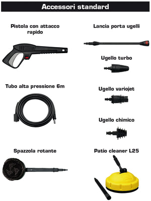 Lavorwash IDROPULITRICE AD ACQUA FREDDA PLANET 160 2.500 W con avvolgicavo, patio e spazzola