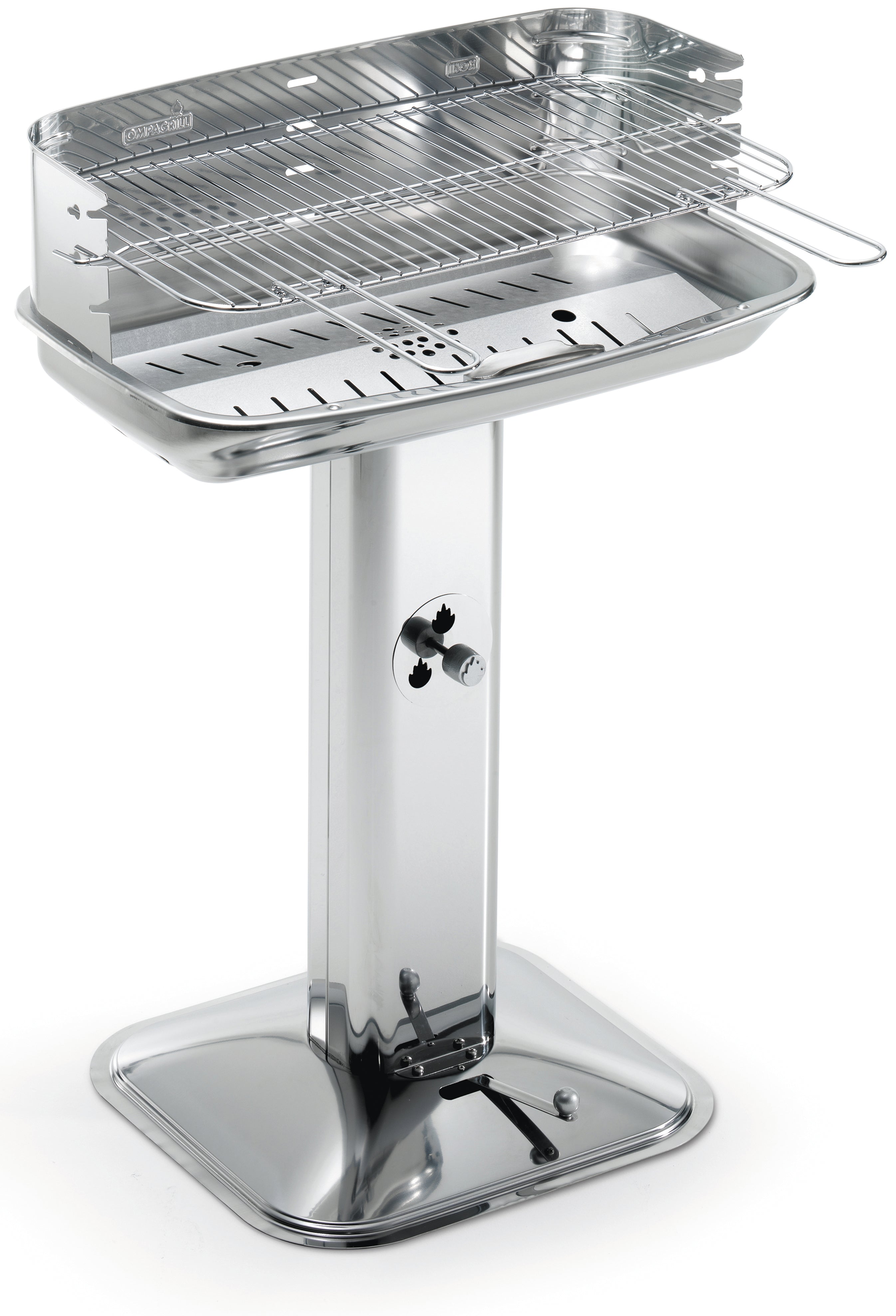Ompagrill BARBECUE INOX 60-40 VENUS PRO SYSTEM griglia acciaio cromato cm. 60,5x33 - H cm. 89