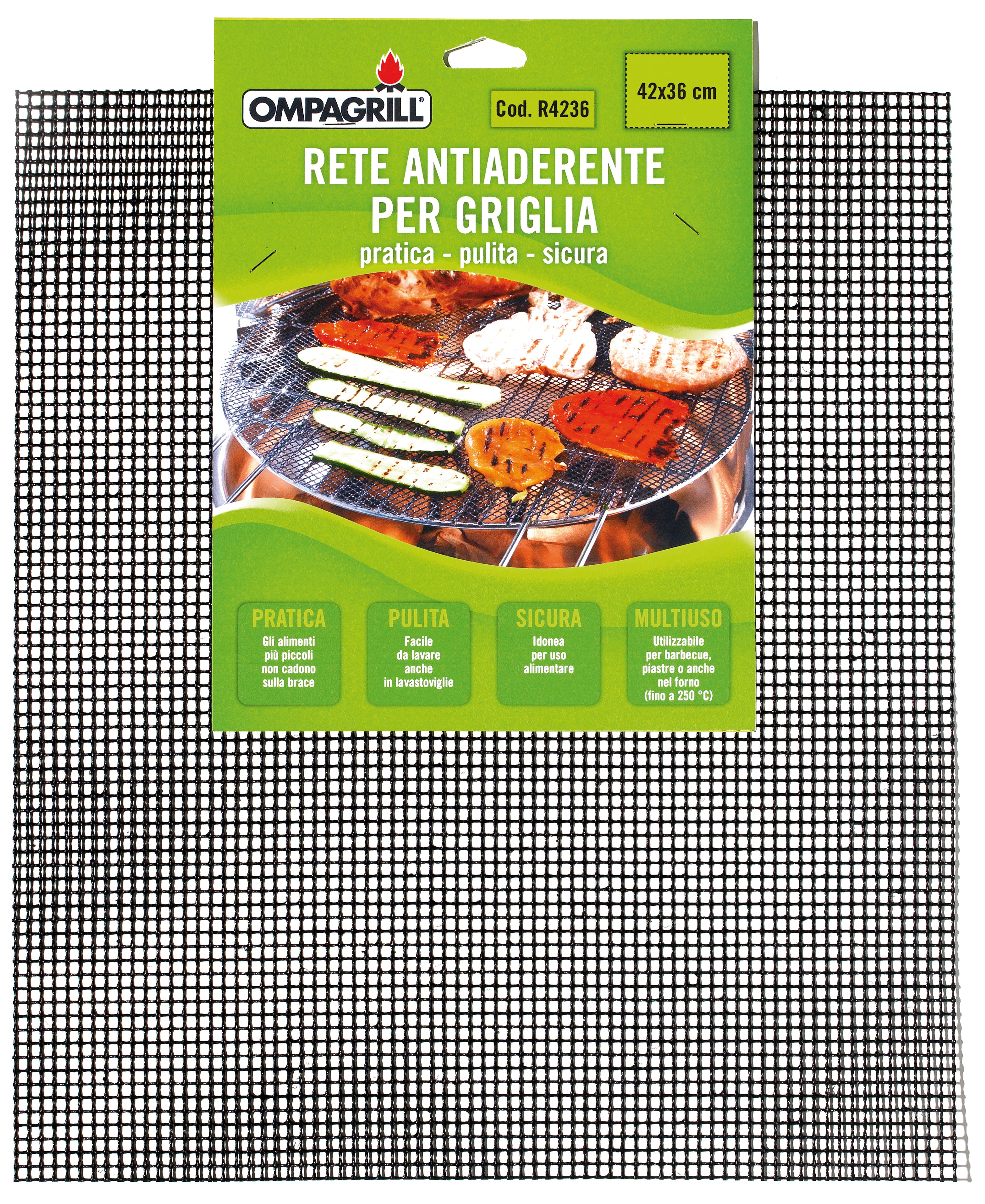 Ompagrill RETE ANTIADERENTE TEFLONATA GRIGLIA/PIASTRA cm. 42x36