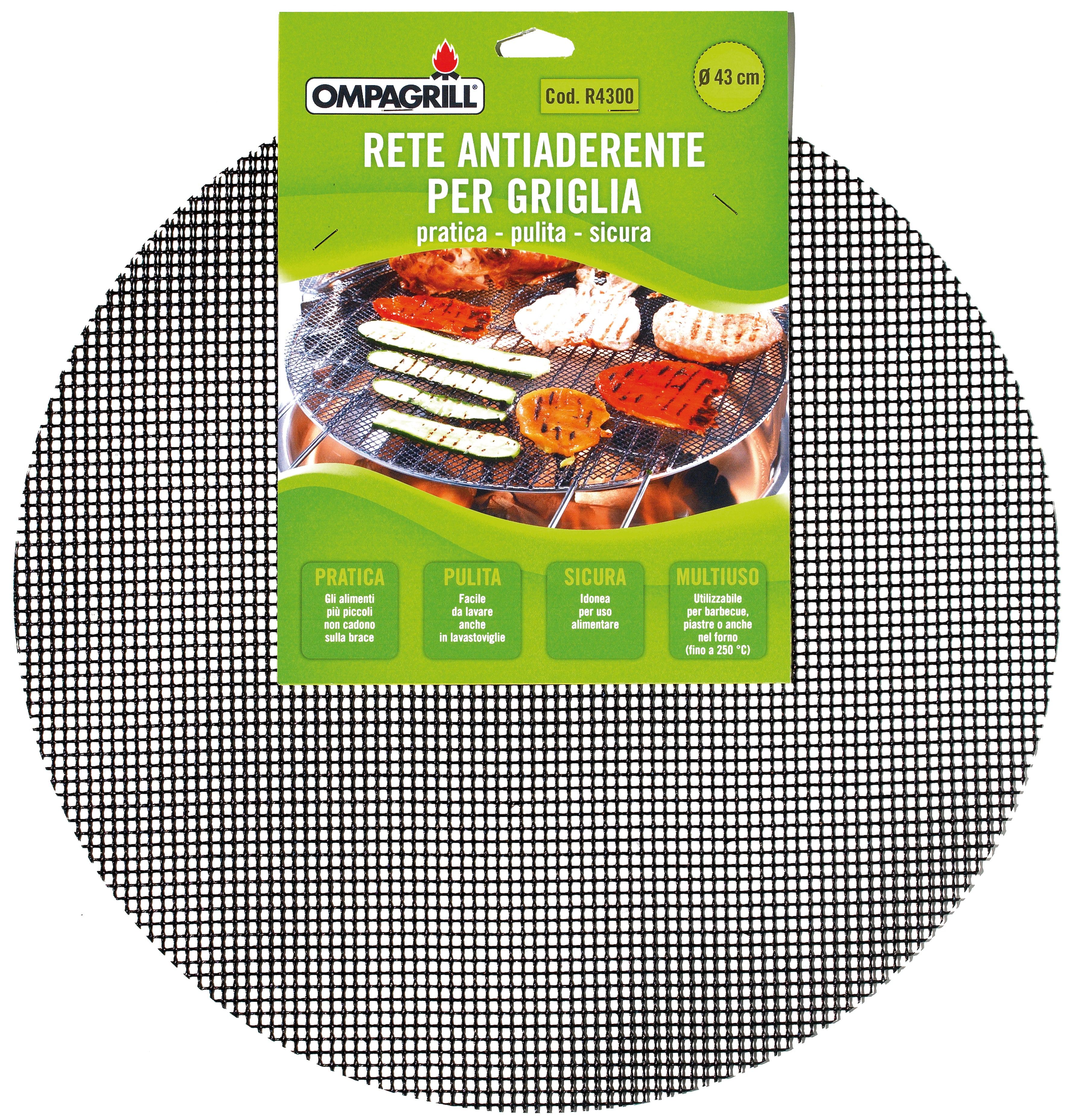 Ompagrill RETE ANTIADERENTE TEFLONATA GRIGLIA/PIASTRA Ø cm. 43