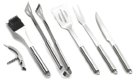 Ompagrill SET  UTENSILI PER BARBECUE INOX VALIGETTA IN ALLUMINIO 6 PEZZI