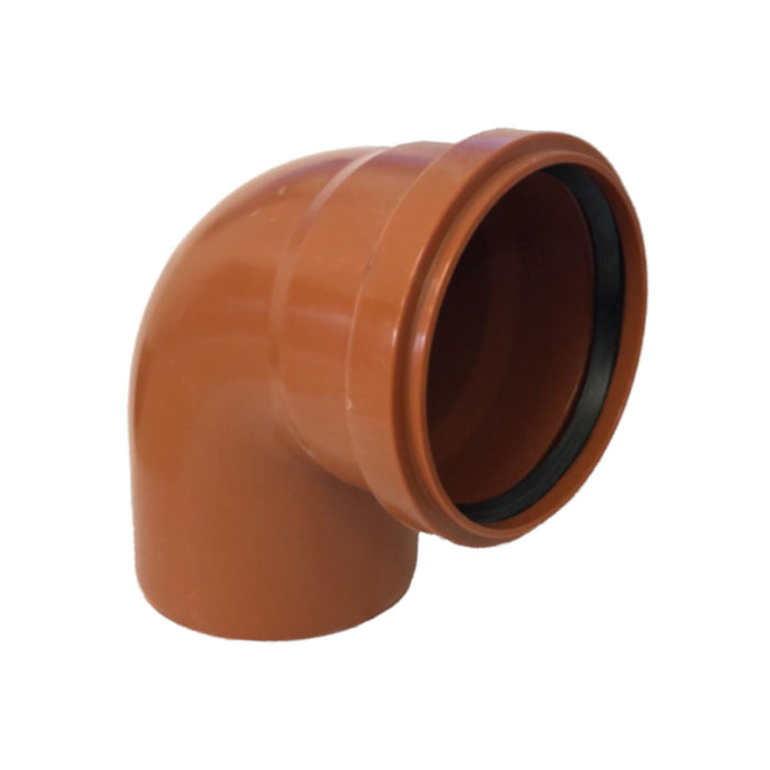 CURVA 87  ° AD INNESTO IN PVC CON GUARNIZIONE RAL 8023 -  EE ¸100  RAL 8023