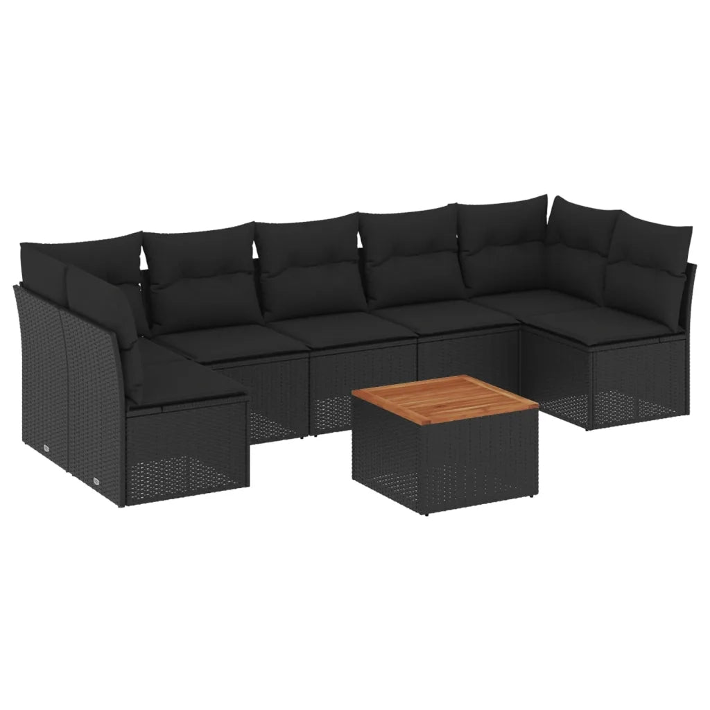 Set Divani da Giardino con Cuscini 8 pz Nero in Polyrattancod mxl 89126