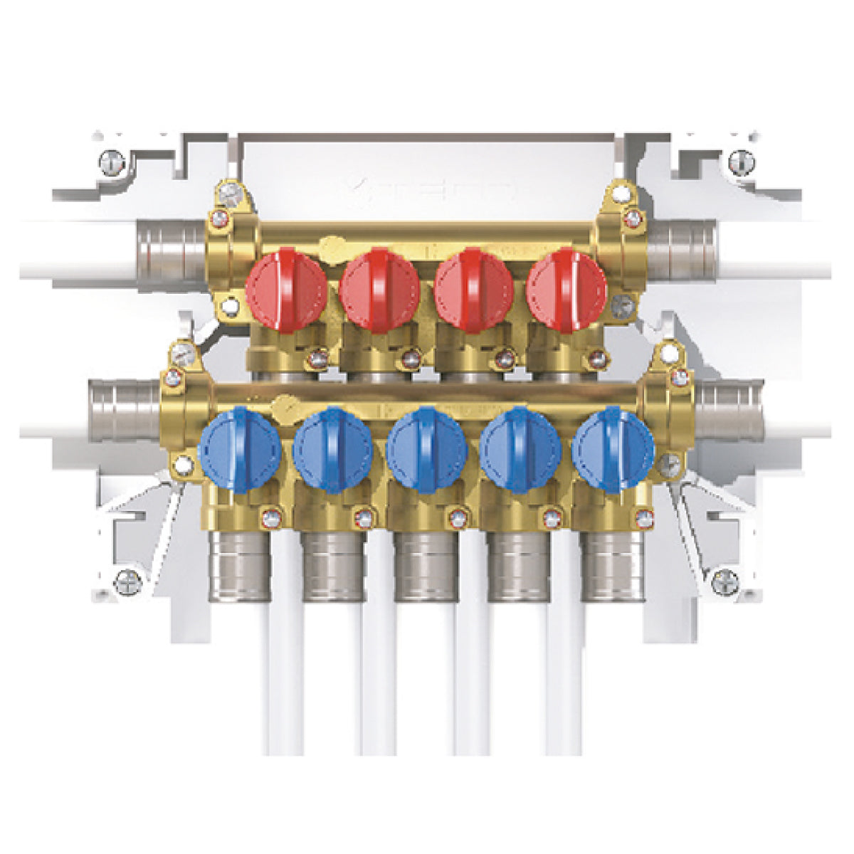 COLLETTORE MULTI-INTERCETTAZIONE DA INCASSO PREMONTATO PER IMPIANTI SANITARI MODELLO K4.3 - USCITE 5+6  - TEC